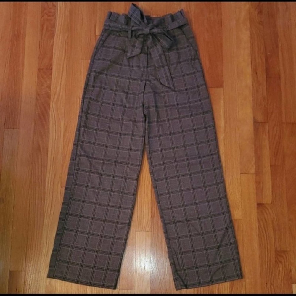 Plaid High Waisted Wide Leg Pants MEDIUM